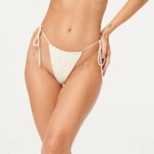 NWT Good American Women's Cream Tiny Ties Bikini Swim Bottoms Size 4/XL
